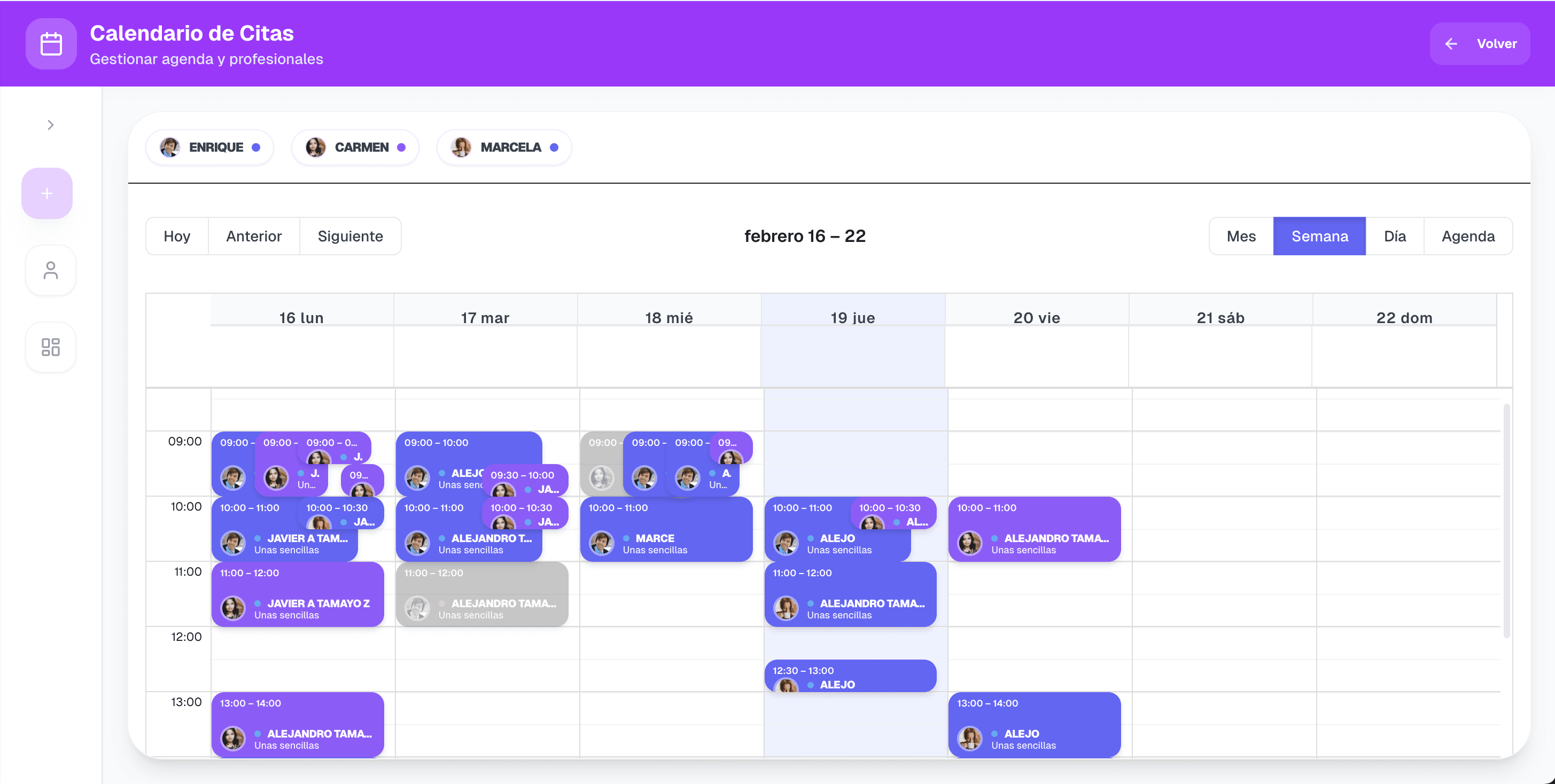 Panel de administración de My Tymy App